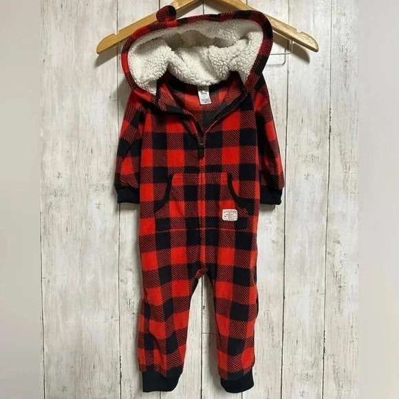 Carter's Other - Carter’s 18M Fleece Buffalo Plaid One-Piece